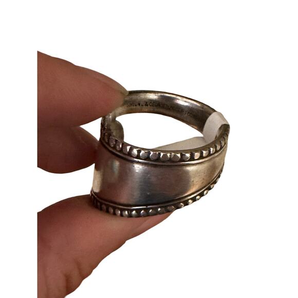 Size 11 Sterling Silver Plated Unisex Wrap Style Spoon Ring - Picture 4 of 6